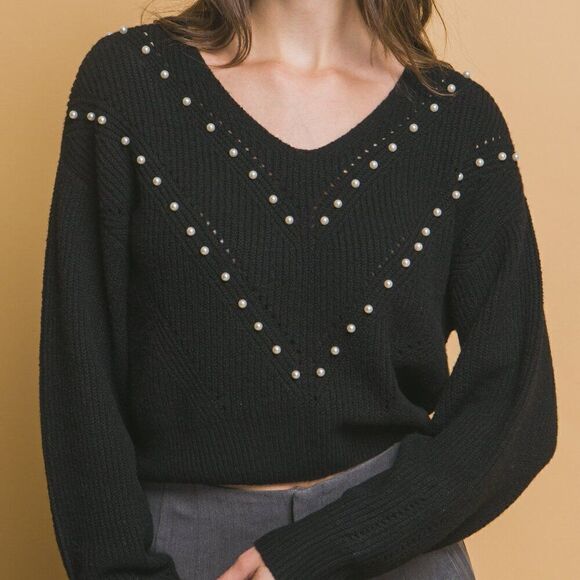 Black Fall Pearl Sweater - Picture 3 of 5